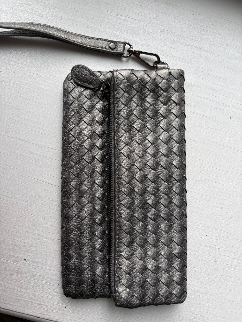 Urban Expressions Woven Faux Leather envelope clutch - Silver